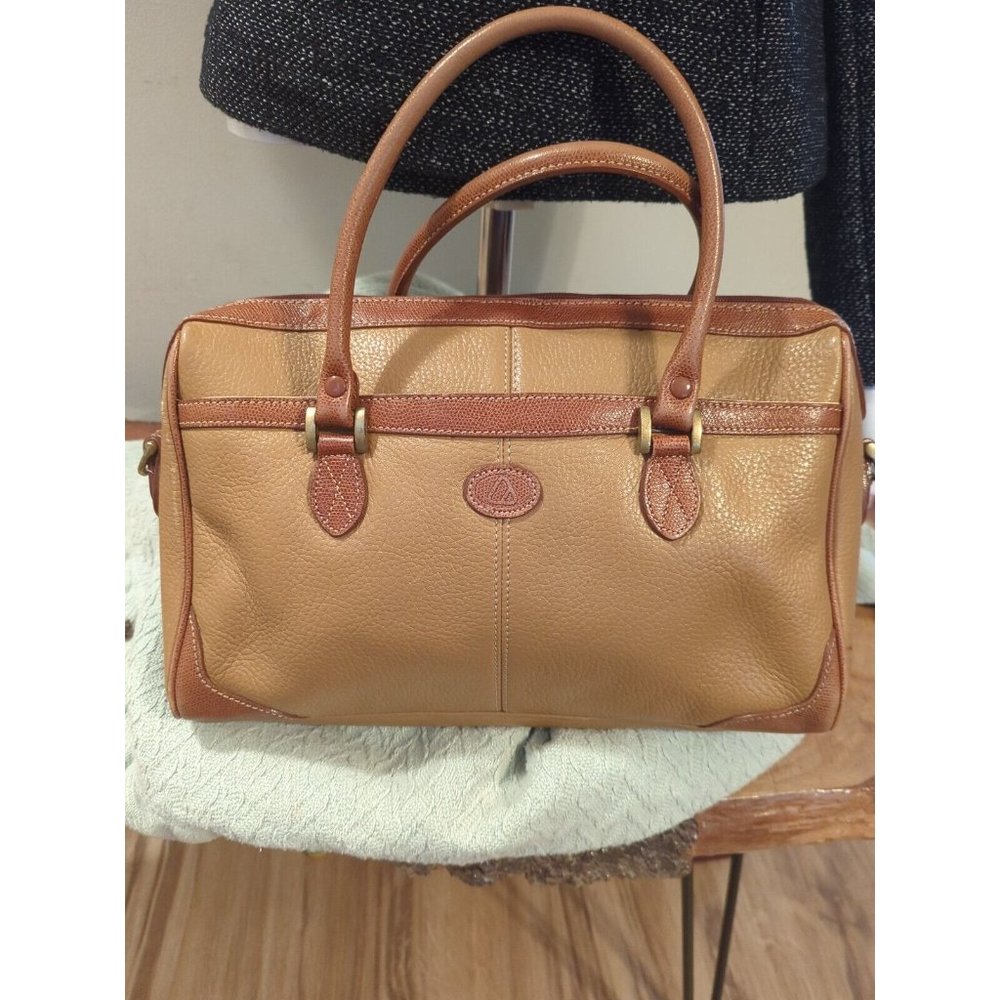 Liz Claiborne Handbag Small Brown Leather Doctor Style Tote  Logo Vintage * - Picture 2 of 6